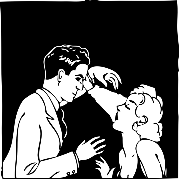 Illustration représentant un homme hypnotisant une femme